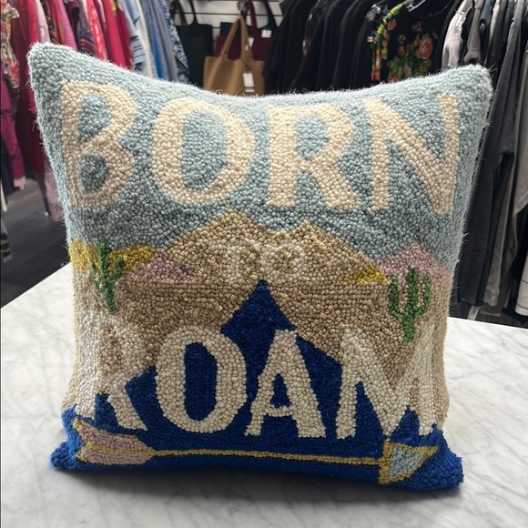 BORN TO RAOM Wool Hook Accent Pillow - Picture 1 of 7